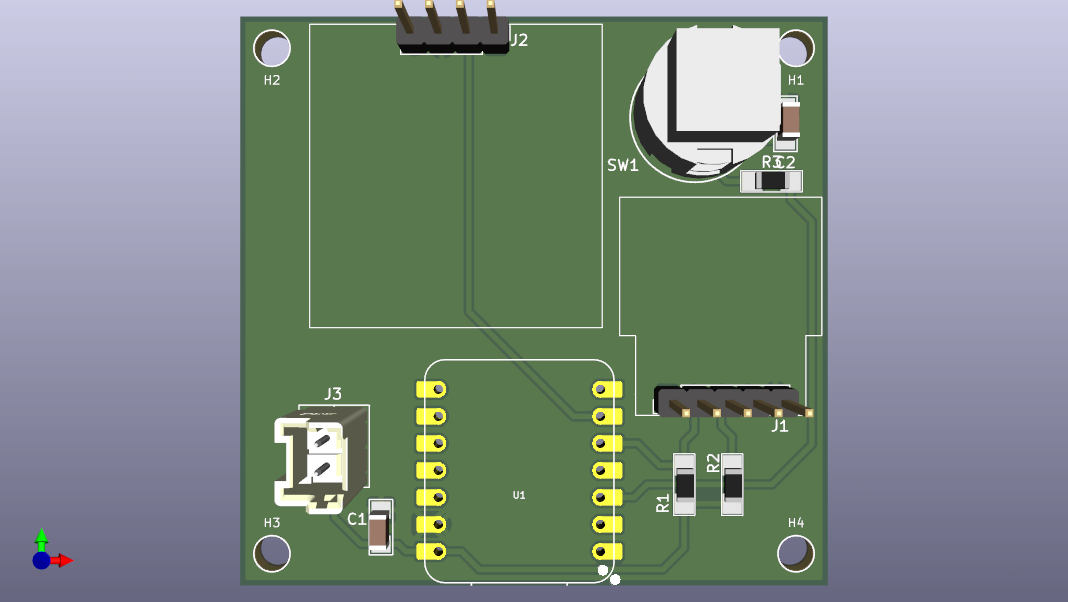 Rendu 3D de la carte électronique principale de la centrale inertielle